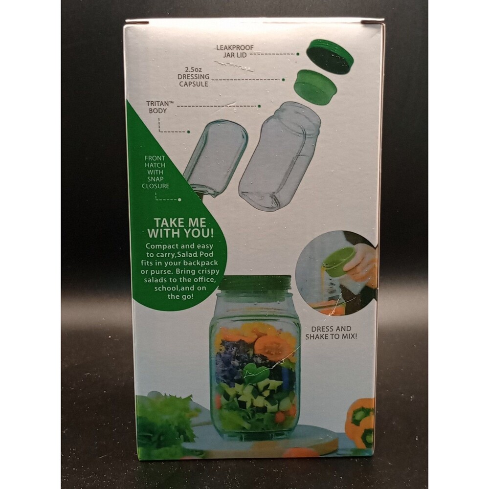 Salad Container with Side Opening Leak-Resistant Design with Dressing Cup & Lid
